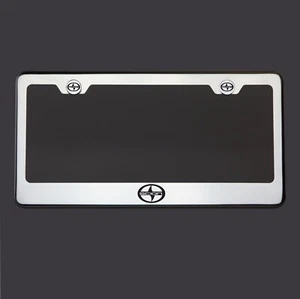 T304 Stainless Steel Polished Scion Logo Black Laser Etched License Plate Frame - Picture 1 of 6