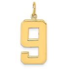 14K Yellow Gold Large Polished Number 9 Charm Pendant Jewerly 25mm x 10mm