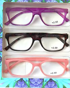 TAHARI 3-PACK PREMIUM READING GLASSES READERS +2.50 MULTI-COLOR NEW AUTHENTIC - Picture 1 of 2