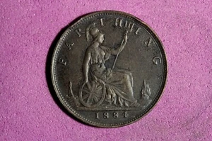 1884 Great Britain Bronze Farthing #L01208 - Picture 1 of 2
