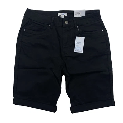 Women's Croft & Barrow Cuffed Bermuda Jean Shorts - Mineral Black - 8 - Image 1 of 4