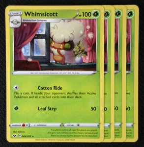 Cartas Pokémon 4x Whimsicott 006/202 Juego Espada y Escudo Casi Nuevo/Muy Nuevo - Imagen 1 de 1