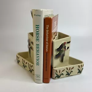 Pair Vintage Shawnee Pottery Flying Duck Planters Self Watering Vase Bookend MCM - Picture 1 of 10