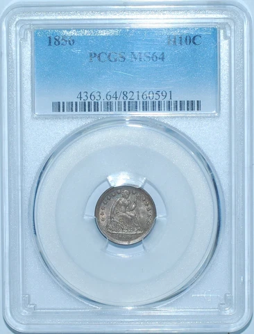 1856 PCGS MS64 Liberty Seated Half Dime Cover