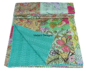 Kantha Cotton Patchwork Quilt, Queen, Throw, Bohemian Home Decor Quilt Throw  - Picture 1 of 3