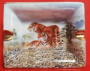 Porcelain Ashtray Lefard England Collection Tigers In Nature - Picture 1 of 15