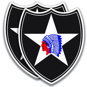 2a DECALCO DIVISIONE FANTERIA US esercito 2 adesivi bogo militare - Foto 1 di 1