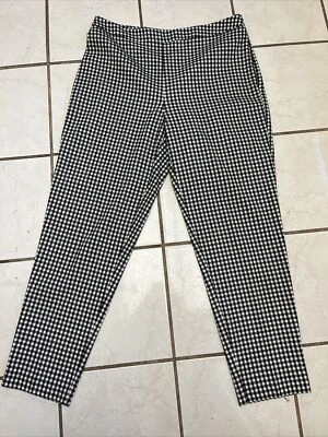 MISS SELFRIDGE Black/White Check Plaid High Rise Side Zip Tapered Pants Sz US 8 - Image 1 of 4