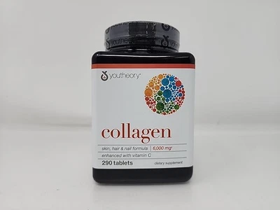 Youtheory® Collagen 6000mg with Vitamin C – Hair, Skin & Nail Support – 290 Tabs - Image 1 of 4