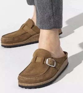 Birkenstock Buckley Clogs Brown Suede Leather Slip-on 39 - Picture 1 of 11