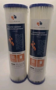 Plissee Sediment Wasserfilter 1 Mikron 10" x 2,5" Größe 2er Pack von Aquaboon Neu - Bild 1 von 6