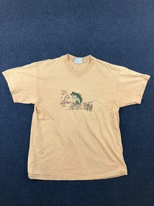 Vintage Lee Shirt Mens Large Tan Fishing Bass Graphic Tee Crewneck Outdoor 90s - Picture 1 of 6
