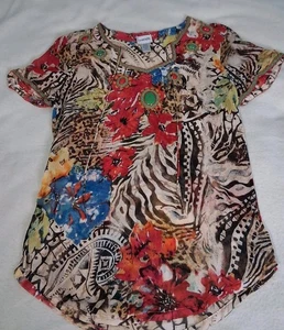 Blusa de seda Chicos para mujer pequeña 0 cuentas estampado mixto túnica artística maximalista transparente - Imagen 1 de 9