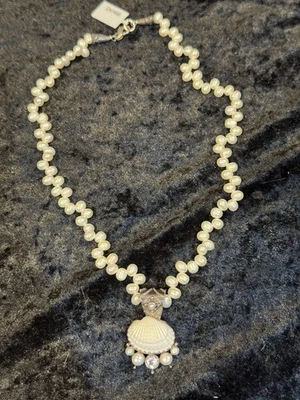 Rare Echo Of The Dreamer Sterling Pearl Crystal Sea Shell Necklace NOS UNWORN - Image 1 of 4