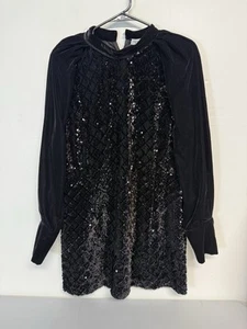 Zara Pailletten Kleid Samt Pailletten High Neck XXL - Bild 1 von 4