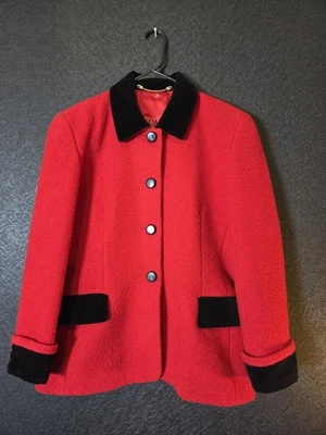 Escada By Margaretha Ley pure Virgin Wool Size Tagged 42 Red Blazer - Image 1 of 4