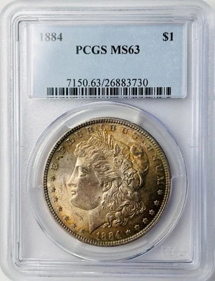 1884 P Morgan Silver Dollar PCGS MS63 Better Date/Nice Copper Hue Toned - Image 1 of 4