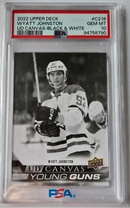 2022-23 UD Canvas Young Gun Black and White #C218 WYATT JOHNSTON *PSA 10* SSP*. - Bild 1 von 2