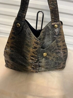 Diane Von Furstenberg Green Reptile Embossed Leather Shoulder Bag Purse - Image 1 of 4