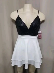 Dress Emerald Sundae Women's Juniors Sequin Halter Top Prom White Skirt Party M - Picture 1 of 9