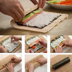Sushi Making Met Bamboo Roller Rice Mat Rolling Beginners Sushi Maker Set DIY - Picture 1 of 16