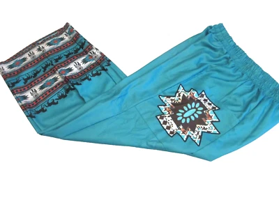 Pantalones de salón Cowgirl Studios XL diseño azteca occidental caballos bolsillos de pierna ancha NUEVO Foto 1 de 4