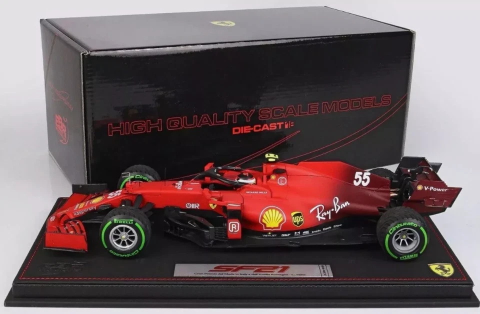 Neumáticos 1:18 Ferrari F1 SF21 Carlos Sainz Green Inters GP Emilia Romagna escala BBR Foto 1 de 1