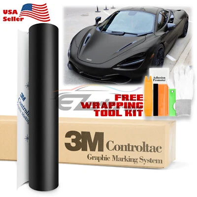 *Genuine 3M Matte Black Vinyl Wrap Car Sticker Film Decal Bubble Free - Image 1 of 4