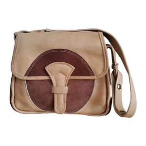 60s/ 70 Leather & Suede Shoulder Handbag Top Flap Purse Artisan Crafted OOAK Vtg - Picture 1 of 16