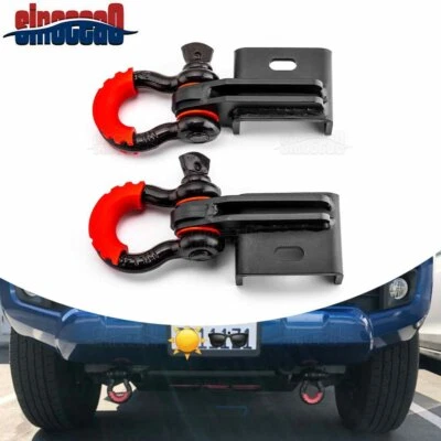 para Toyota Tacoma 2009-2023 - Par de montaje de gancho de remolque delantero con grillete de anillo D de 3/4"" Foto 1 de 4