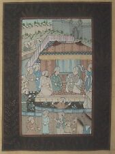 Small Indian Miniature / Mogul Scene / Hand Painted on Cloth (see details)(M158)