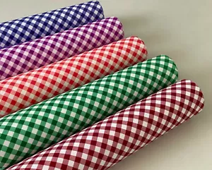 SPECIAL OFFER PACK (2) OF 5 SCHOOL GINGHAM CANVAS PRINTED FABRIC SHEET.HAIR BOWS - Picture 1 of 1