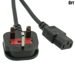 6FT Power Cord Cable UK Plug 3-Prong to IEC 320 C13 250V 13A Black - Picture 1 of 1