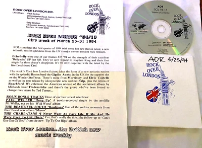 3/25/94 ROCK OVER LONDON  IN STUDIO EXCLUSIVE ACOUSTIC SESSION GIGOLO AUNTS - Image 1 of 2