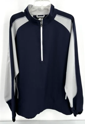 FOOTJOY 1/4 ZIP POLYESTER WINDBREAKER PULLOVER Men's Size Large Navy Blue / Grey - Image 1 of 4