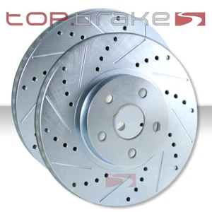 FRONT Performance Cross Drilled Slotted Brake Disc Rotors w/Brembo TB54151 - Picture 1 of 1