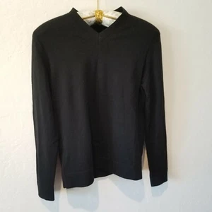 Theory Mens Small Reiser Cashwool V-Neck Long Sleeve Sweater Pullover Black - Picture 1 of 7