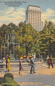 Postcard TN: Court Square, Memphis, Tennessee, Linen, 1940's - Picture 1 of 2