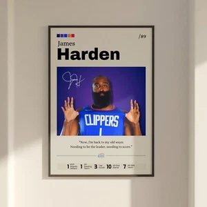 James Harden Poster, Clippers Wandbild, Basketball Druck, Harden Print - Bild 1 von 10