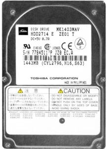 Hard Drive Toshiba MK1403MAV 1.4GB 4200U/Min 128KB Cache Pata Ata Ide 2.5 " Inch - Picture 1 of 3