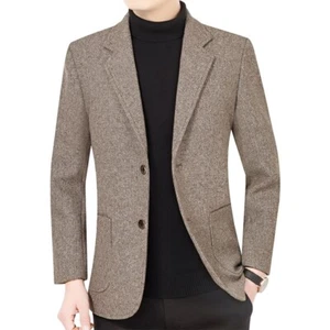 Men Formal Work Blazer Jacket Business Casual Button Slim Fit Suit Coat Tops - Picture 1 of 19