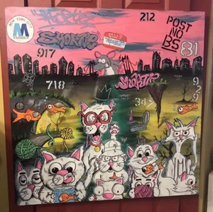 Tela inchiostro 36 x 36 pollici nyc transit gatti graffiti arte shortiez - Foto 1 di 1