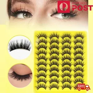 20 Pairs Eyelashes 3D Volume Mink Eyelashes Long Lasting Dramatic Party Lashes - Picture 1 of 9