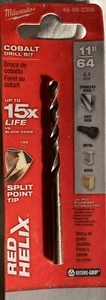 MILWAUKEE 11/64 in. (4,4 mm) Cobalt Red Helix Bit, Split Point Tip, 48-89-2308 - Picture 1 of 2
