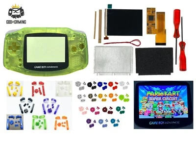 Nintendo Game Boy Advance GBA V2 IPS LCD Kit Housing Shell NEON YELLOW PRE-CUT - Image 1 of 4