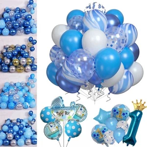 Blue Balloons Boy Theme Birthday Set Baby Shower Prince Party Decor Balons UK - Picture 1 of 26