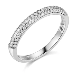 1.60 Ct Round 14K White Gold Pavé Created Diamond Engagement Wedding Band Ring - Picture 1 of 3