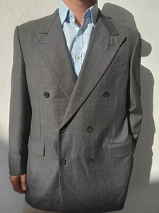 Corneliani Double Breasted Grey Jacket Size 42 UK Vintage Wool RRP £450 - Picture 1 of 14