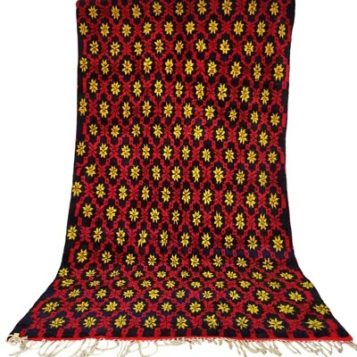 Vintage Berber Moroccan Rug Fringe Rich Red Tribal Geometric Design Carpet 10x6 - Image 1 of 4