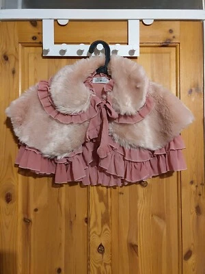 Marble Fur Shoulder Cape Lolita Kei Japanese Fashion Pink - Image 1 of 4